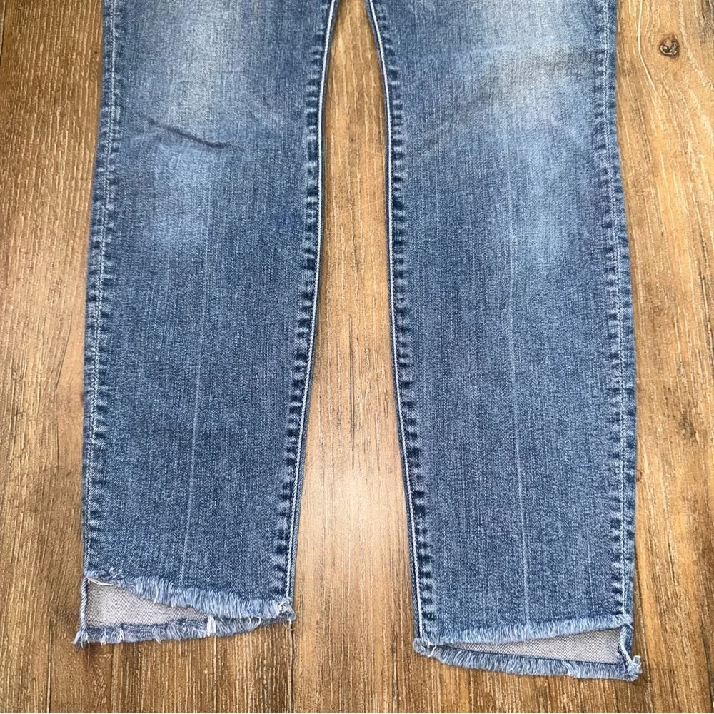 MOTHER Stunner Zip Ankle Step Fray sz 28 Skinny Leg blue Raw Hem